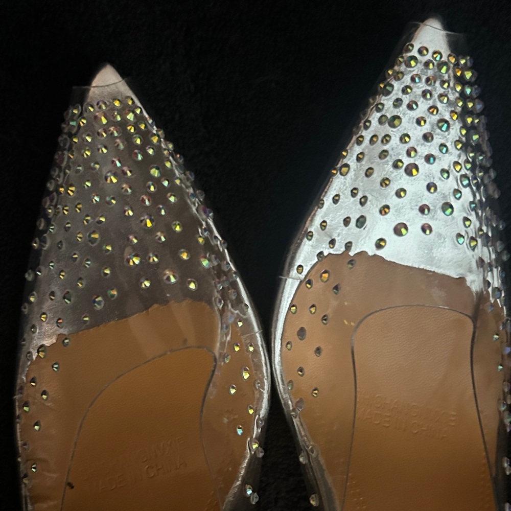 Stylish Rhinestone Embellished Clear Heels - Picture 6 of 7
